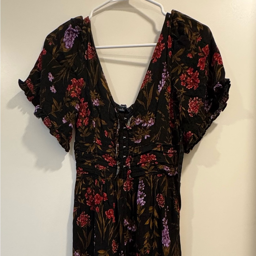 American Eagle Outfitters Floral Jumpsuit - Black, Red, Purple